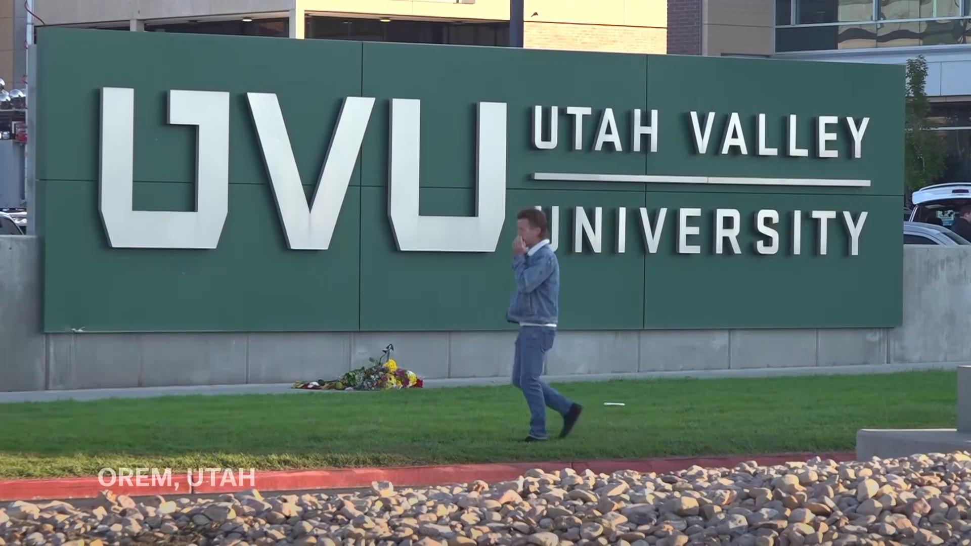 Morning scenes of university campus after Kirk assassination