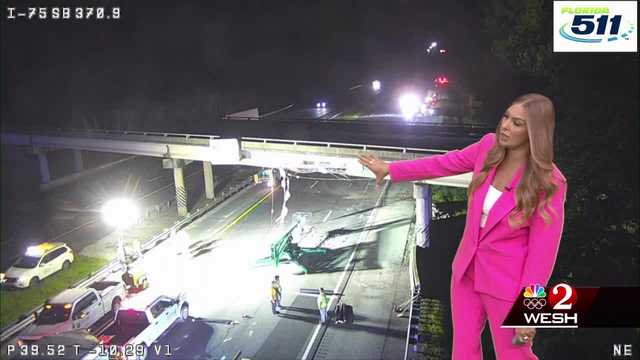 Dump truck slams into overpass, southbound I-75 closed in Marion County