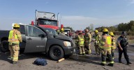 Tangent semi-truck crash: Fire crews team up for quick rescue