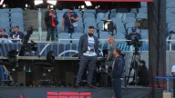 Jason Kelce reps Chicago’s Old Fashioned Donuts during NFL game