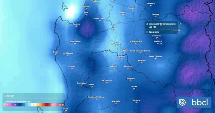Colosal alta presión fría se dejará caer este jueves en la región del Bío Bío: mínimas de hasta