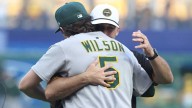 Athletics’ Jacob Wilson catches opening pitch from father Jack in full circle moment