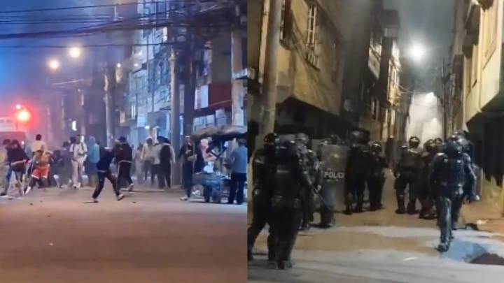 Disturbios en Suba entre manifestantes y la Undmo en el barrio Bilbao en la noche de este lunes