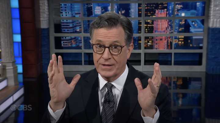 Stephen Colbert reacts to Trump posting an AI conspiracy video
