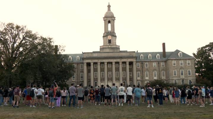 Students, community members attend vigil for Charlie Kirk at Penn State