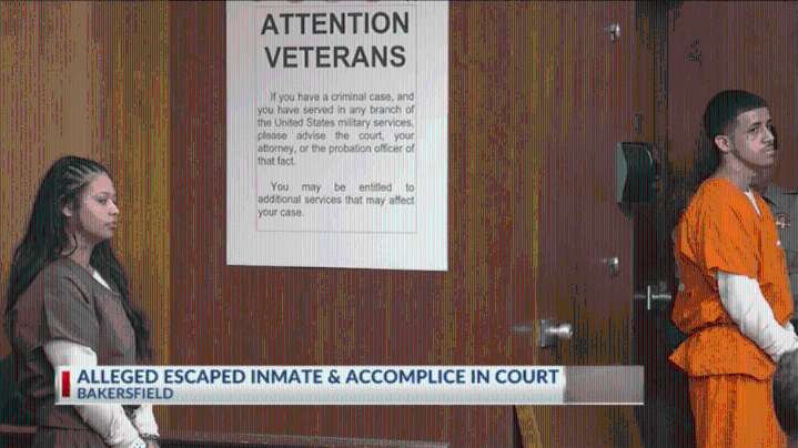 Alleged escaped inmate and accomplice arraigned on charges in Kern County Superior Court