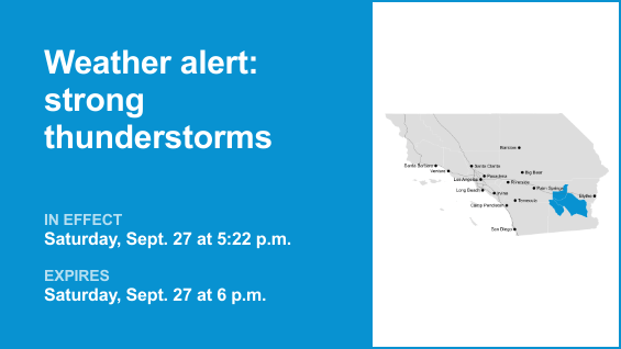 Prepare for pea-sized hail with thunderstorms in Riverside County Saturday — gusts could peak at 40 mph