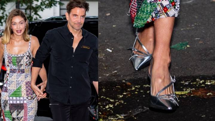 Gigi Hadid's Metallics Miu Miu Pumps Shine on Date Night in NYC