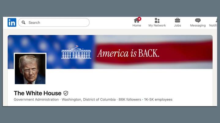 White House adds Trump photo to LinkedIn profile. It shows up on Obama's page