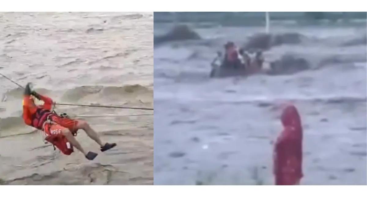 Watch: Tons River sweeps away tractor with 10 labourers in Dehradun, NDRF rescues child from Swarna River