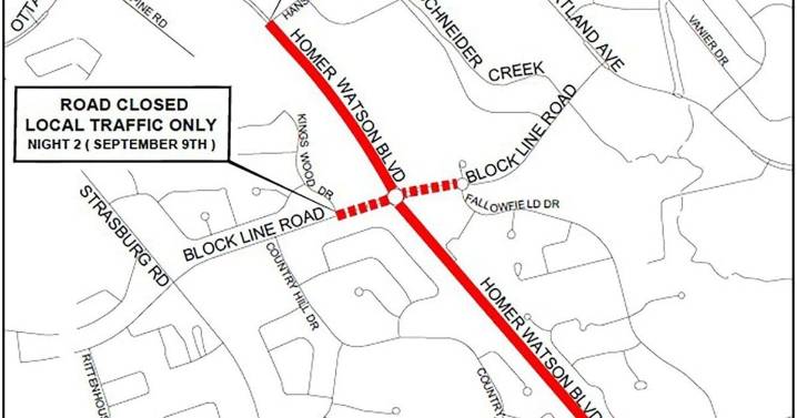 Roads around Kitchener roundabout closed for 2 nights