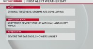 Severe thunderstorms are developing across central Maryland