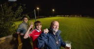 Football fan builds £5k stand in garden so his grandsons can watch their local team for free