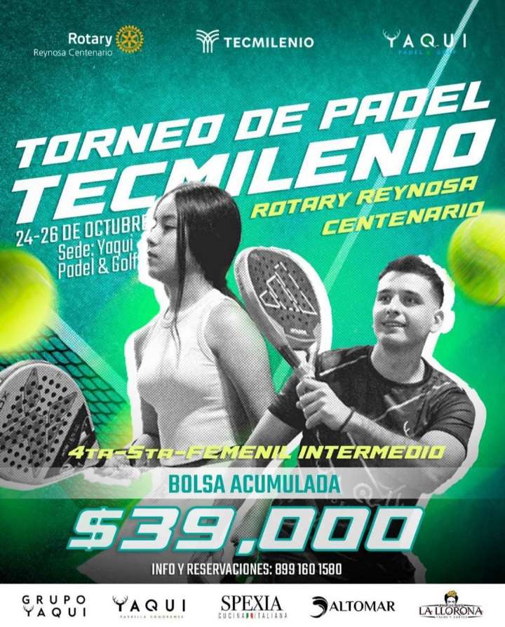 Rotario Centenario organiza torneo de Pádel
