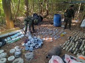 Ejército Nacional destruye un depósito ilegal y tres áreas minadas en Arauca