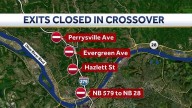 I-579 crossover for northbound traffic in Pittsburgh