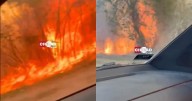 Feroz incendio en la Ruta 50: el fuego avanza por un gran descampado