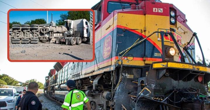 FOTOS | Choque entre tren y tractocamión deja dos lesionados en Reynosa