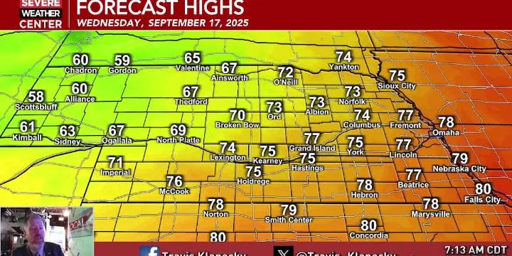 Some occasional showers and thunderstorms, along with cooler temperatures, sticking around for a few days