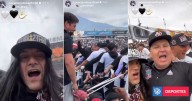 Coca Mendoza festejó el Superclásico con la Garra Blanca: ídolo de los ’albos’ estuvo en galería