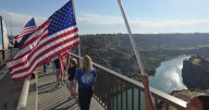 Hundreds gather on the Perrine Bridge for the annual Magic Valley 9/11 Memorial Flag Walk