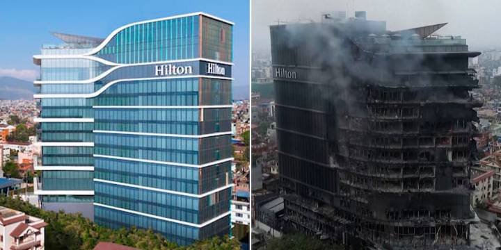 El impactante video de cómo quedó el hotel Hilton de Katmandú tras las protestas que derrocaron al gobierno en Nepal