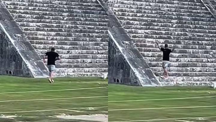 VIDEO: Extranjero intenta subir al templo de Kukulcán en Chichén Itzá