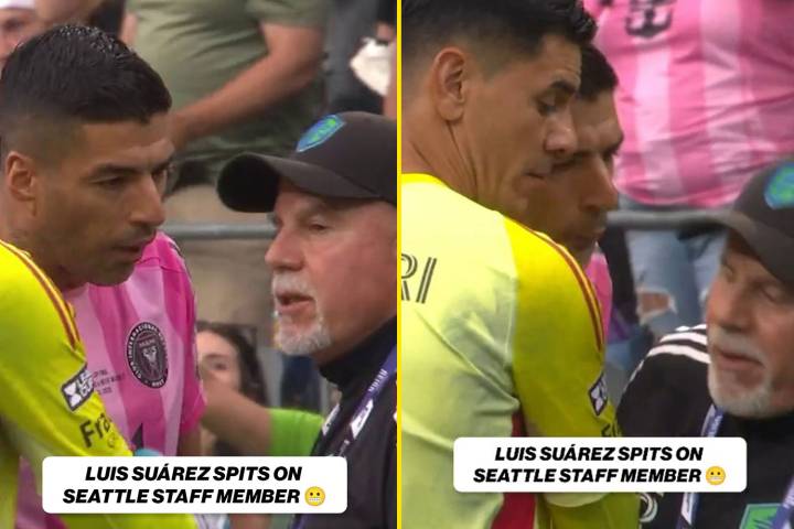 Luis Suarez appears to spit on rival staff member after Leagues Cup final defeat in latest shameful scandal