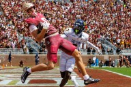 59-0. 49-0. 48-0. Those were some halftime scores across college football on Saturday