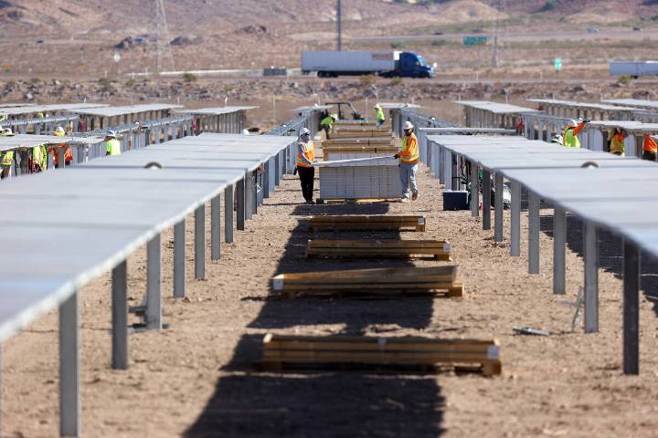 Firefighters battle solar blaze in Boulder City