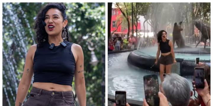 “Libertinaje”: Residentes de Coyoacán condenan a Flor Amargo tras meterse a la Fuente de los Coyotes para cantar