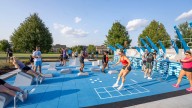 Watch as gymgoers test out new Waukee outdoor fitness court