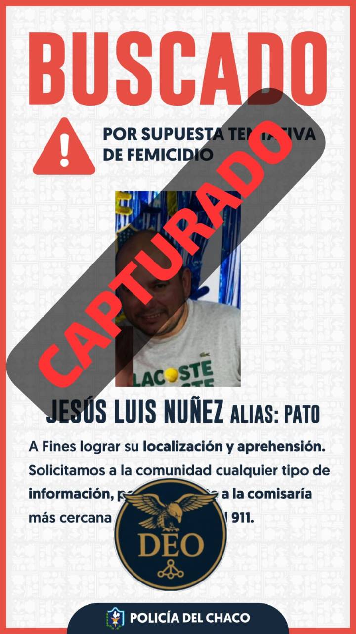 Intento de femicidio: capturaron al prófugo José Luis “Pato” Núñez