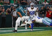 Eagles’ opening night against Cowboys included some weird spit, a weather delay and a victory