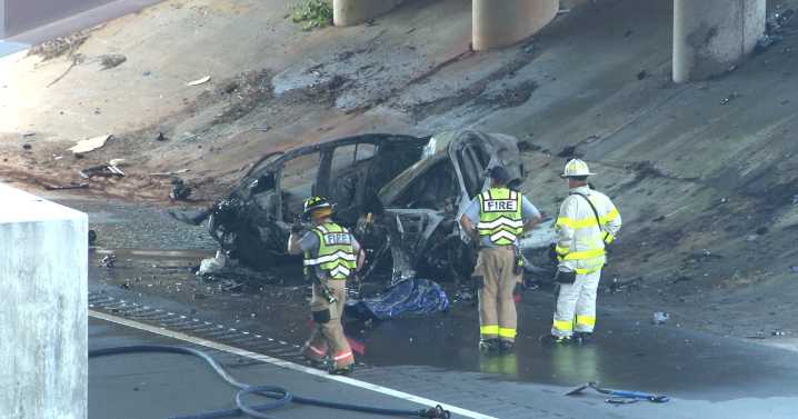 Person killed in fiery crash on Wade Avenue ramp off I