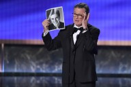 Stephen Colbert addresses show’s cancellation at Emmys: ‘Is anyone hiring?’