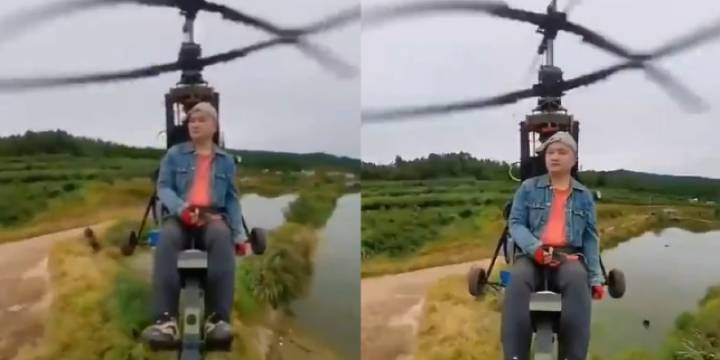 Video: murió el influencer Tang Feiji al estrellarse su helicóptero casero durante una transmisión