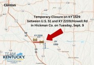 Section of KY 1529 closed today in Hickman County