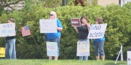 “Workers Over Billionaires” protesters line the sidewalks of Hastings