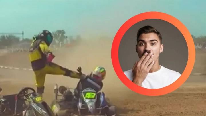 Piloto de karts agarra a golpes a un rival tras accidente en plena competencia