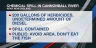 Chemical spill reported in Cannonball River
