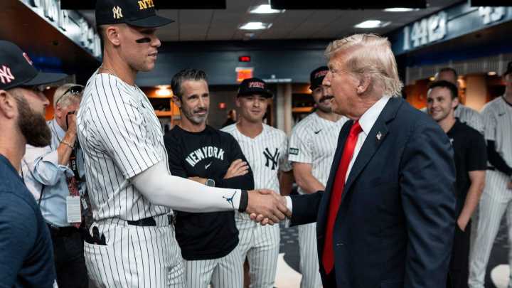 Donald Trump sends New York Yankees a pregame message as President is protected by bulletproof glass on 9/11 anniversary