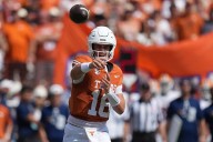 Manning runs for 2 touchdowns but struggles again in passing game as No. 7 Texas beats UTEP 27