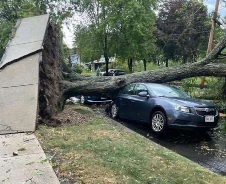 Storm downs trees in Holyoke, Chicopee crushing cars, closing roads