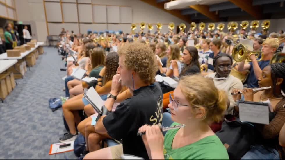 ABC57 Kickoff: Backpacks and band, saying thank you to Notre Dame band members