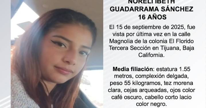 Se busca a Noreli Ibeth Guadarrama Sánchez de 16 años
