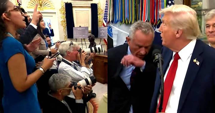 Trump Draws Laughs When RFK Coughs On Him At Oval Office Event
