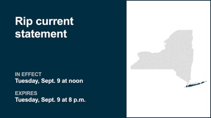 NY weather: Rip current statement issued for part of New York for Tuesday