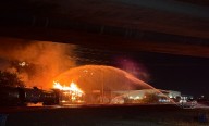 Crews extinguish train fire in North Highlands, roads closed