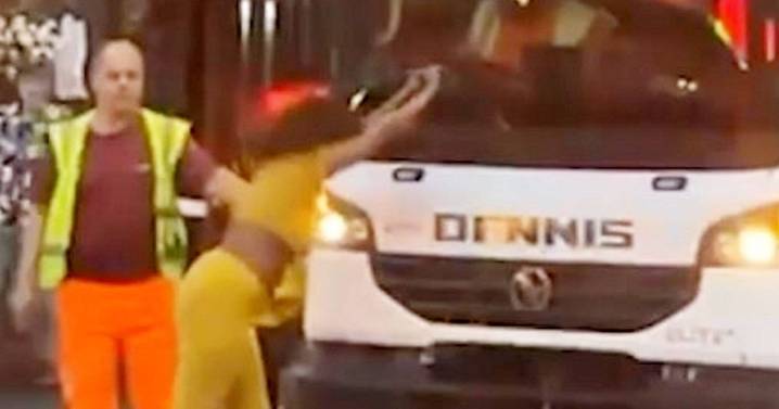 Woman attacks bin lorry crew as she rips off windscreen wipers and tries to drive it